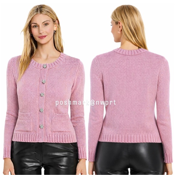 Zara Sweaters - ZARA 🌸 Pink Cardigan Jeweled Sweater Rhinestone Buttons XS S Tank Top